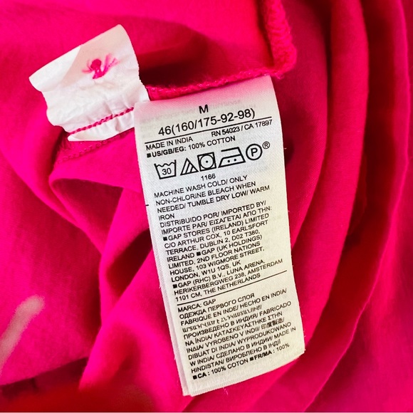 Gap, puff sleeve mock neck button up shirt in neon pink sz M - Picture 6 of 7